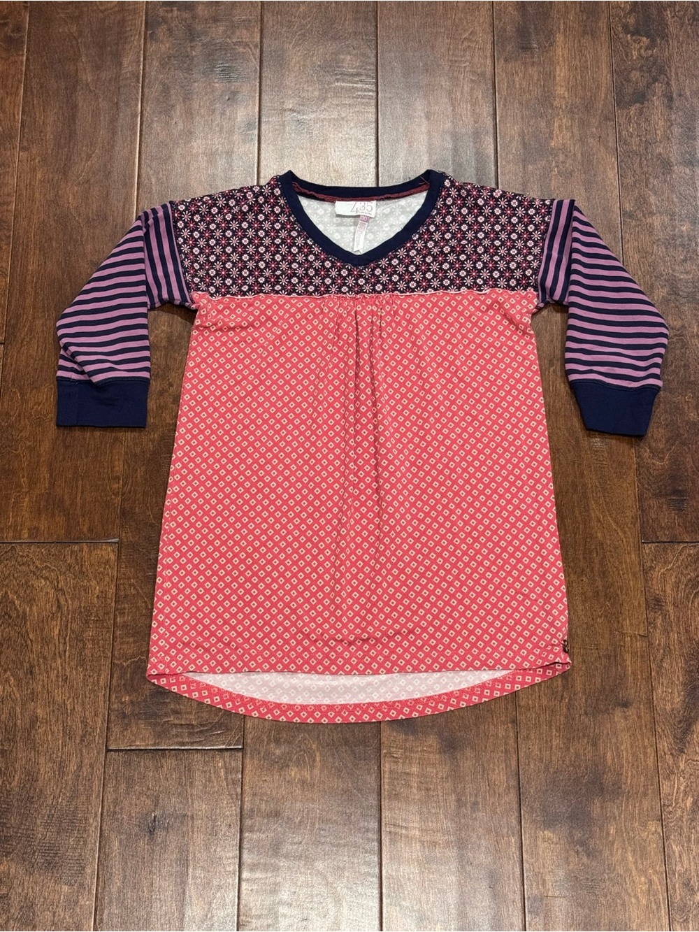 435 by Matilda Jane Tween Girls Mixed-Pattern Shirt Pink, Purple & Navy - Sz 10